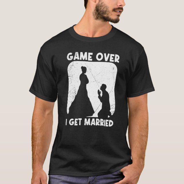 Game over bride groom husband and wife wedding t shirt (Framsida)