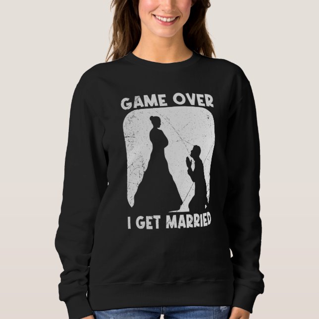 Game over bride groom husband and wife wedding t shirt (Framsida)