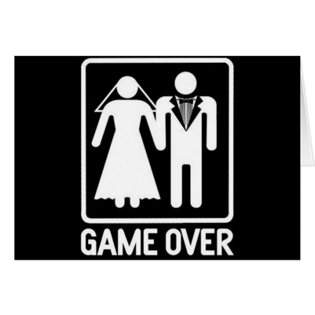 "GAME OVER" **BRÖLLOP HUMOR** SOM DU MARRERAR HÄLSNINGSKORT (Framsidan Horizontal)