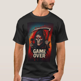 Game Over Döden Skalle – Mörk Skräck Gaming T Shirt