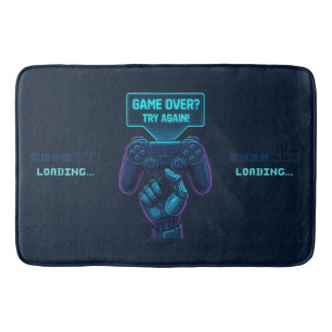 Game over? Försök igen! Futuristiska Gamer Bath Ma Badrumsmatta