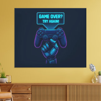 Game over? Försök igen! Futuristiska Gamer Canvas 
