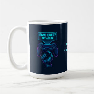 Game over? Försök igen! - Futuristiska Gamer Mugg