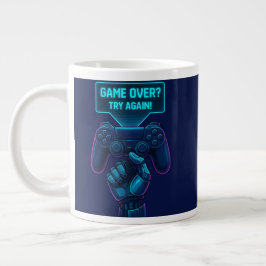 Game over? Försök igen! Futuristiska Gamer Mugg Jumbo Mugg