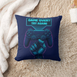 Game over? Försök igen! Futuristiska Gamer Pillow Kudde