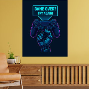 Game over? Försök igen! - Poster Futuristiska Game