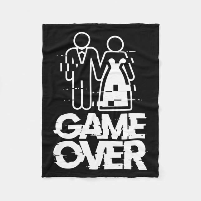 Game Over Glitch Brud Brudgum Roligt Bröllop  Fleecefilt (Framsidan)