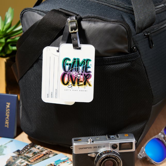 Game over graffiti joystick gamer bagagebricka (Framsida & Baksida)