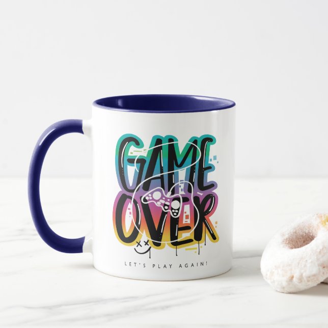Game over graffiti joystick gamer mugg (Med munk)