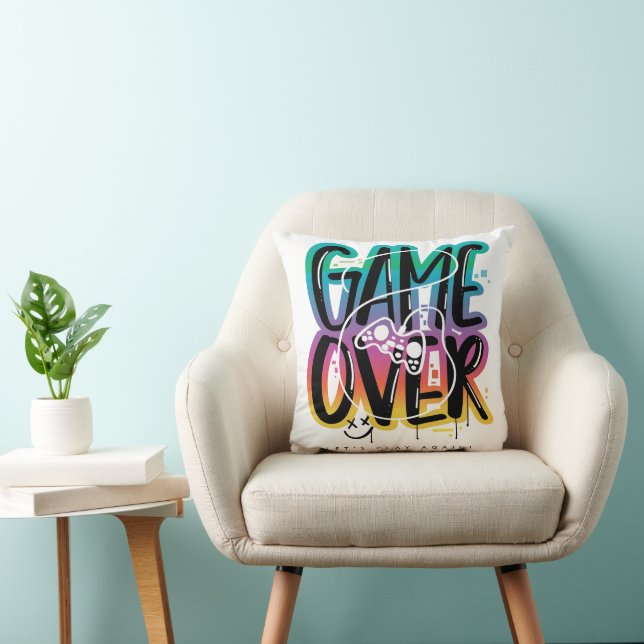 Game over graffiti joystick spelare kudde (Stol)