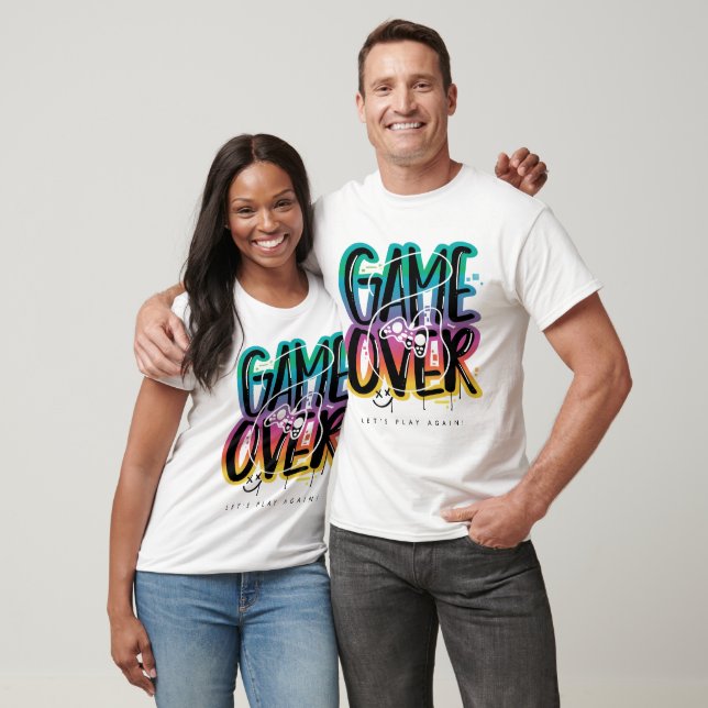 Game over graffiti joystick spelare t shirt (Unisex)