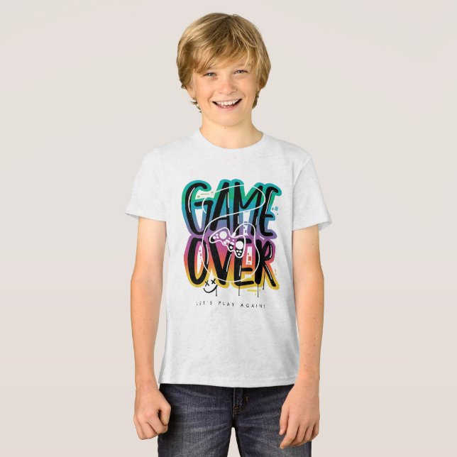 Game over graffiti joystick spelare t shirt (Framsida Full)