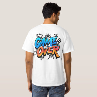 Game Over Graffiti Style Gamer T-Shirt – Djupblå