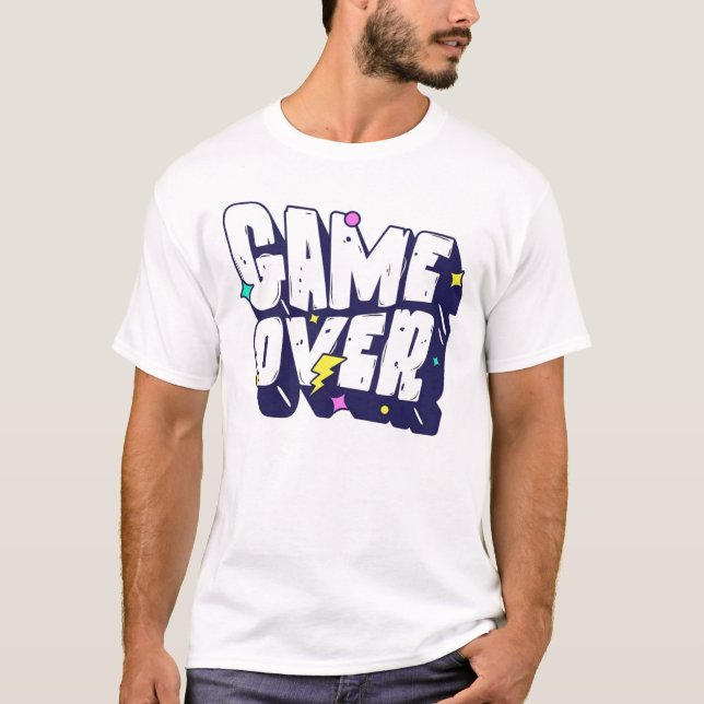 Game Over Graphic T-Shirt – Retro Gamer Tee  (Framsida)
