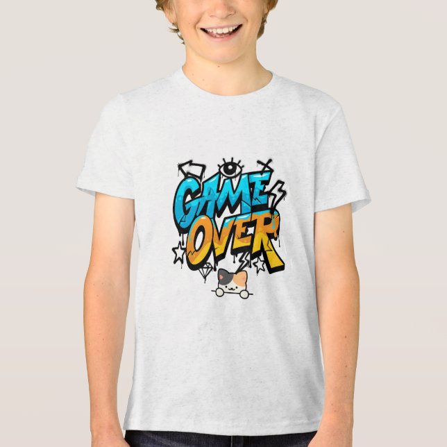 Game over & kattälskare design t-shirt  (Framsida)