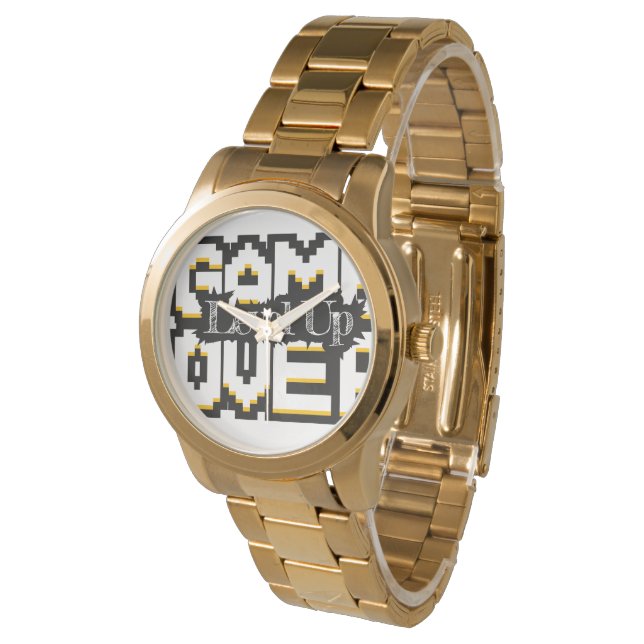 Game Over, Level Up: Pixelad Retro Spelvärld Armbandsur (Vinklad)