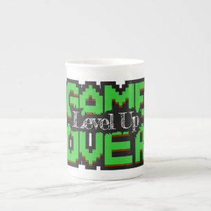 Game Over, Level Up: Pixelad Retro Spelvärld Benporslin Mugg