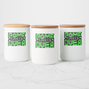 Game Over, Level Up: Pixelad Retro Spelvärld Mat Etiketter