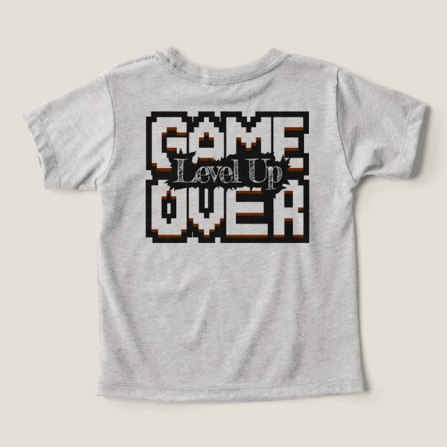 Game Over, Level Up: Pixelad retrospelsvärld T Shirt (Design Baksida)