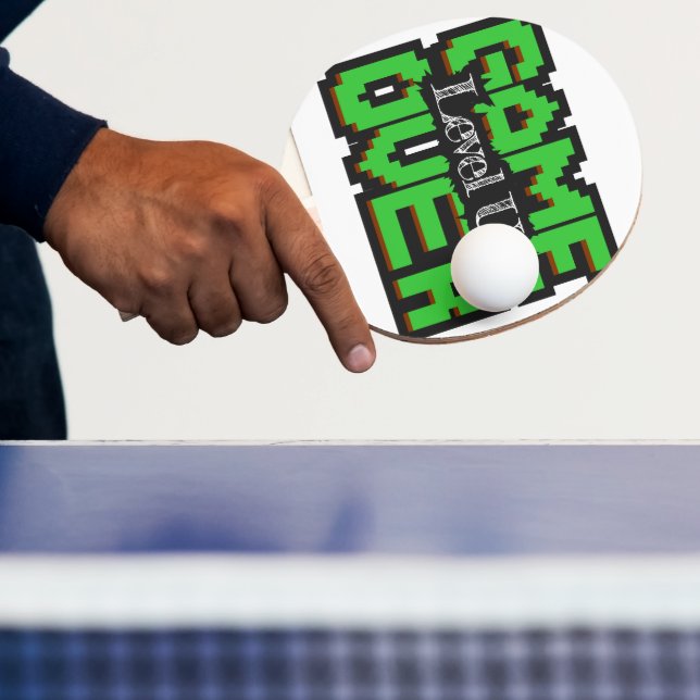 Game Over, Level Up: Pixelated Retro Game World Pingisracket (Insitu)
