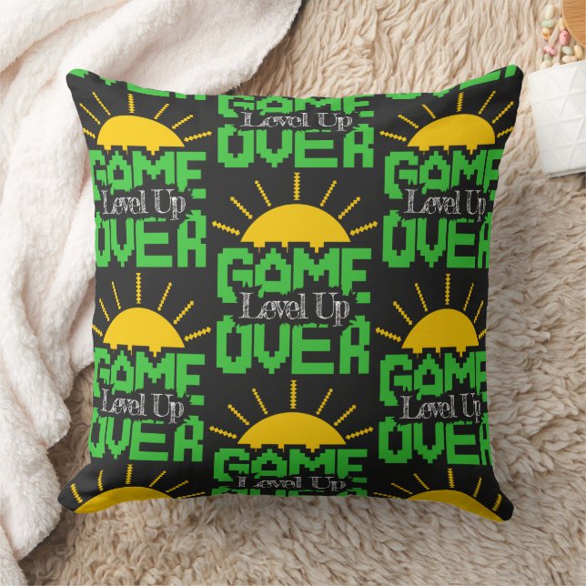 Game Over, Level Up: Retro Pixel Block Äventyr Kudde (Filt)