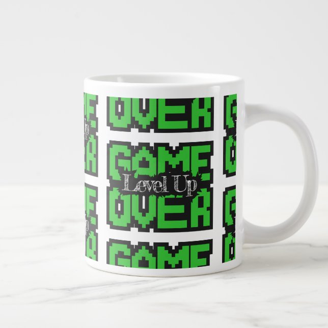 Game Over, Level Up: Retro Pixel Sandbox Äventyr Jumbo Mugg (Höger)