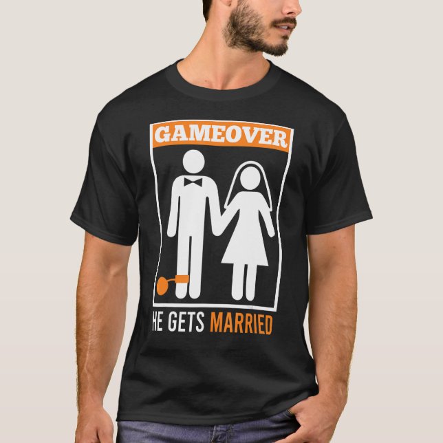 Game over  make man brudgum möhippa t shirt (Framsida)