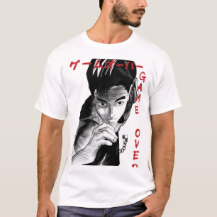 Game Over Manga Style Gamer Sketch Grafisk T-Shirt