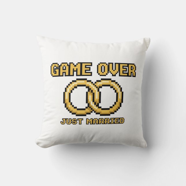 Game Over Married Funny Throw Pillow Kudde (Framsida)