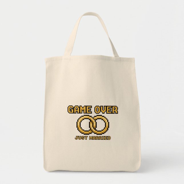 Game Over Married Funny Tote Bag Tygkasse (Framsidan)