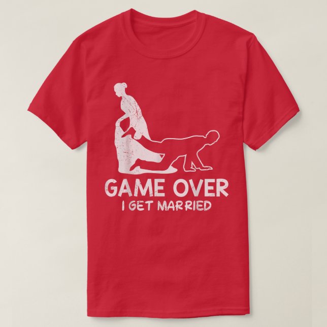 Game over möhippa brud och brudgum bröllop  t shirt (Design framsida)
