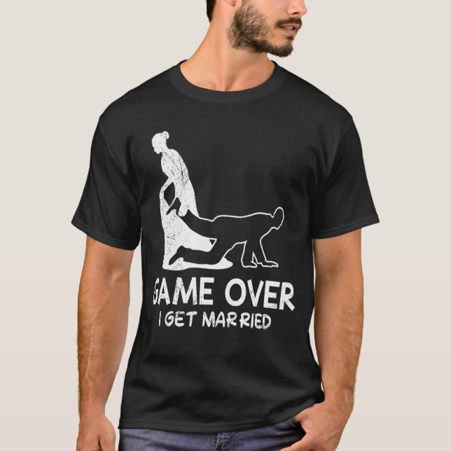 Game over möhippa brud och brudgum bröllop t shirt (Framsida)