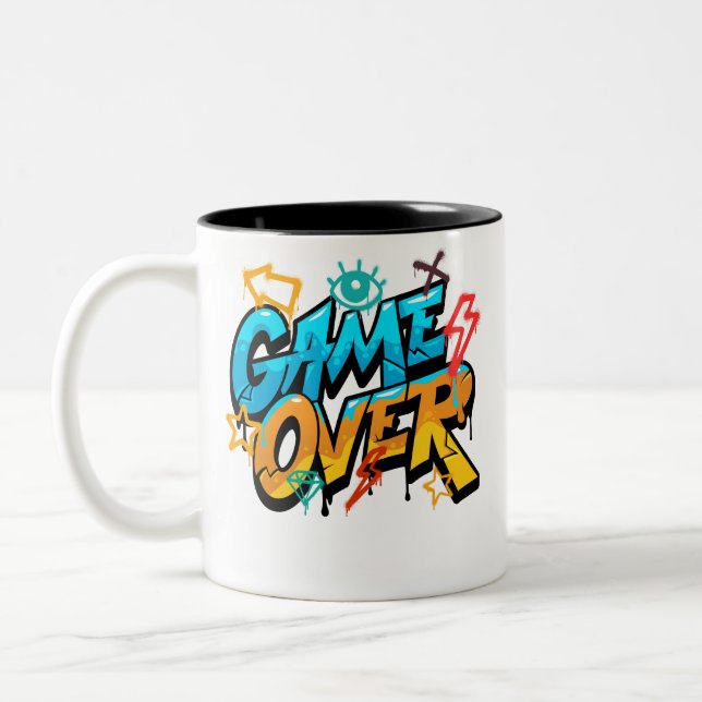 Game Over-mugg – Klassisk gamers kopp med retro st (Vänster)
