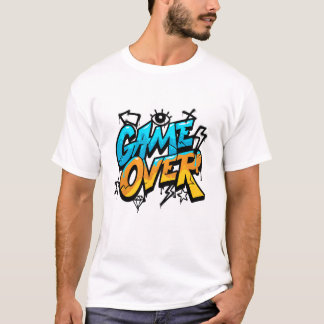 Game Over Neon Splash - Vibrerande Neon Speldesign T Shirt