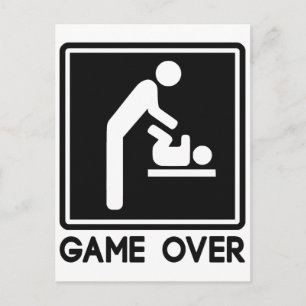 Game Over Nytt Bebis för Förälder Pappa Meddelande Vykort