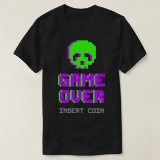 Game Over Pixel Art Skull T Shirt