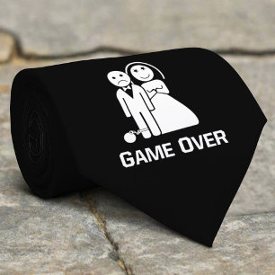 Game Over Roligt Bröllopsuttryck Svart Och Vitt Slips