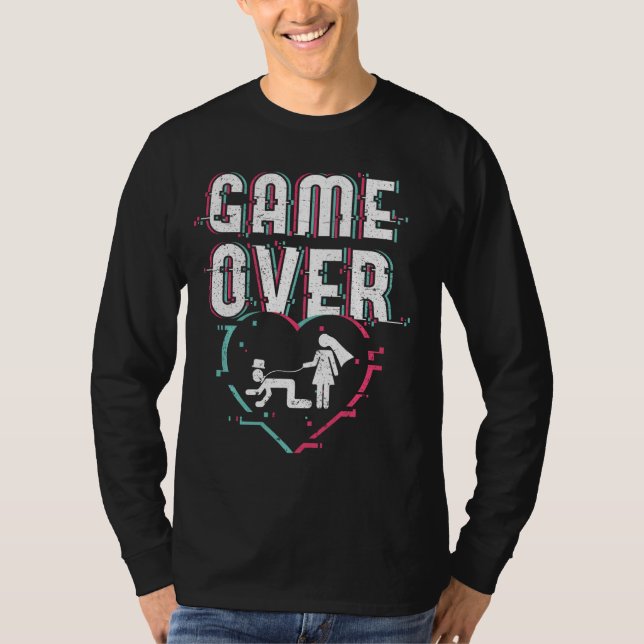 Game over - Roligt brud och brudgum Bachelor-fest  T Shirt (Framsida)