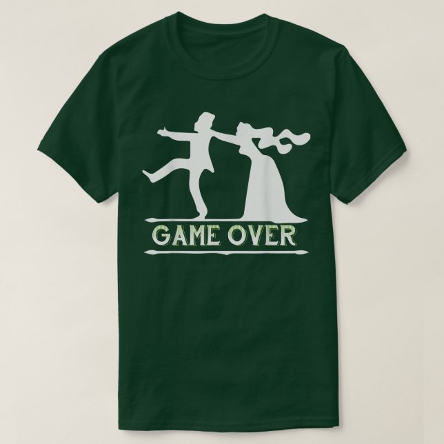 Game Over Roligt Pojkvask Bröllopsfest Brudgum T Shirt (Design framsida)