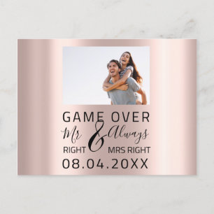 Game Over Roligt Spara Datum Bröllopsfoto Vykort