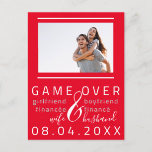 Game Over Roligt Spara Datum Foto röd Vit Vykort
