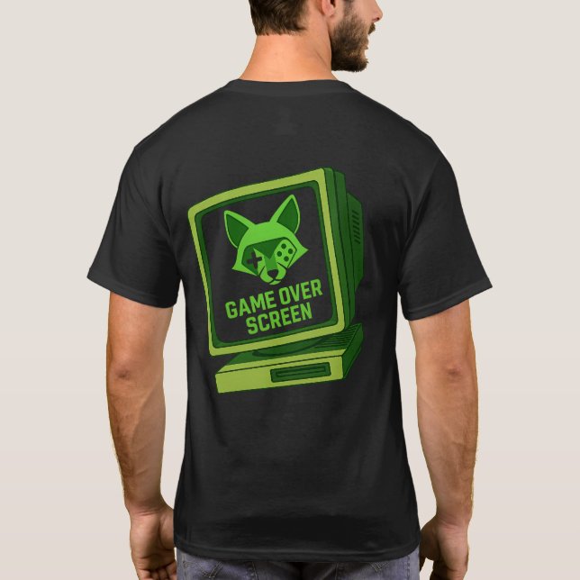 “Game Over Screen – Retro Fox Gamer T-Shirt” T Shirt (Baksida)