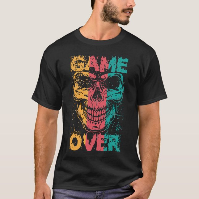 Game Over Skull  T Shirt (Framsida)