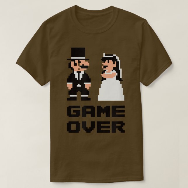 Game Over Svärmannafest, Brud Groom Tecknad  T Shirt (Design framsida)