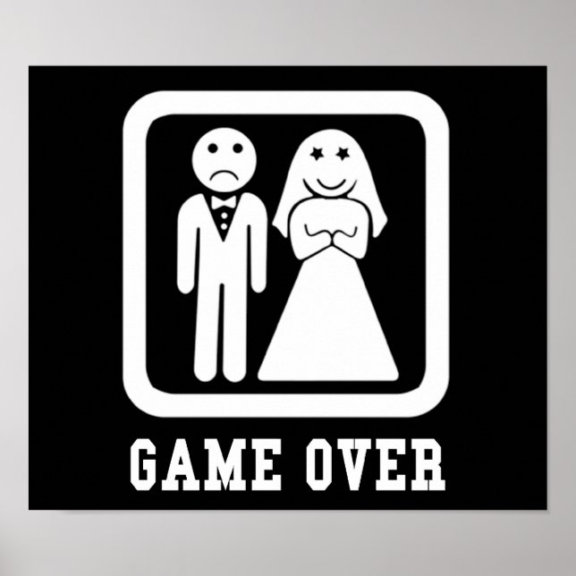 Game Over | Svärmannafestgåva (Svart/Vit) Poster (Framsidan)