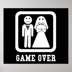 Game Over Svärmannafestpresent (Svart/Vit) Poster