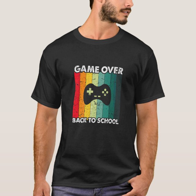 Game Over Tillbaka Till Skolan Kontrollenhet Lärar T Shirt (Framsida)
