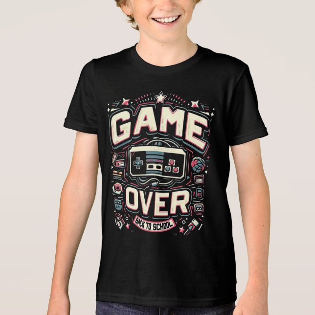 Game Over, Tillbaka till Skolan: Retro Konsol T Shirt (Framsida)