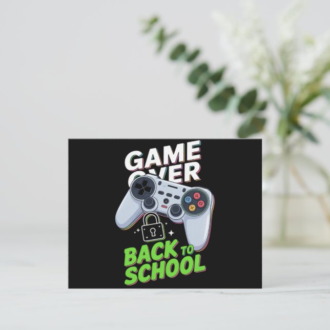 Game Over Tillbaka Till Skolan Rolig Första Skolda Inbjudningar (Stående Fram)