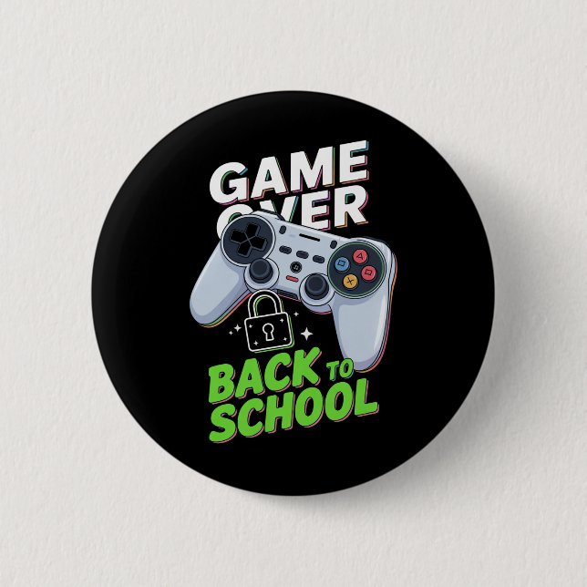 Game Over Tillbaka Till Skolan Rolig Första Skolda Knapp (Framsida)
